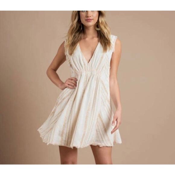 Free People Women’s Boho Cactus Flower Mini Dress Cream Size Medium - Picture 1 of 9